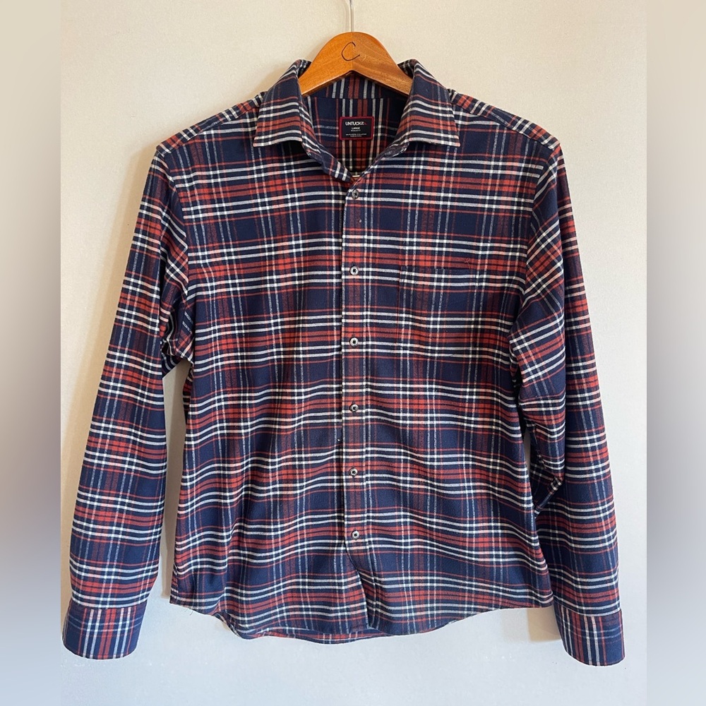 Untuckit Men’s Plaid Flannel Shirt – Size Large (Regular Fit) - Picture 2 of 10